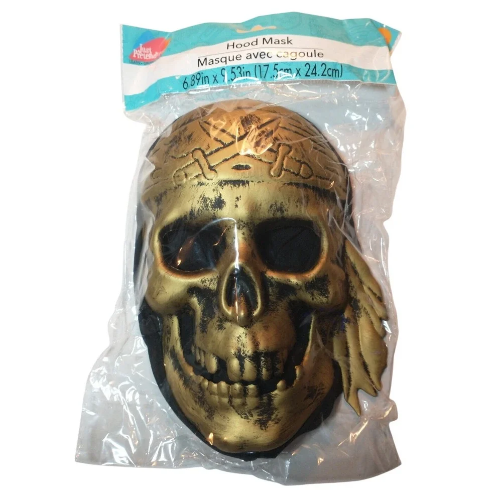 Palais Royale Gold Skull Hood Mask Halloween Costume Accessory Metallic Pirate